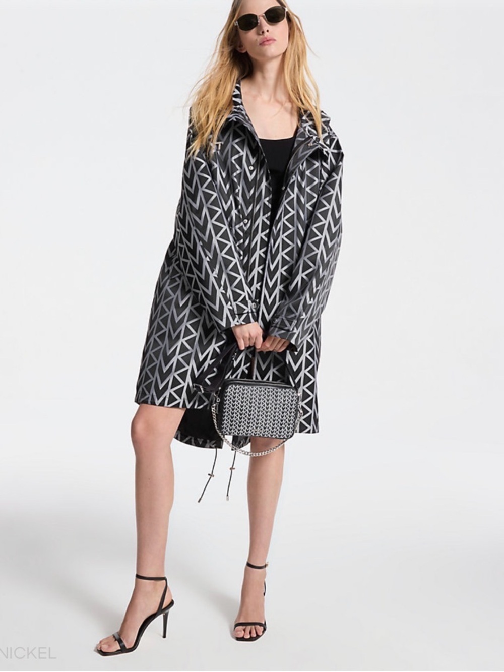 Michael Kors Geometric Black & White Raincoat